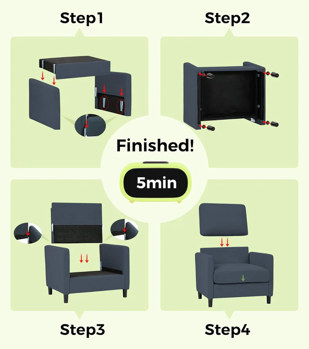 Loveseat Sofa 51 Love Seat Comfy Corduroy Small Loveseat Tool-Free Setup Couch