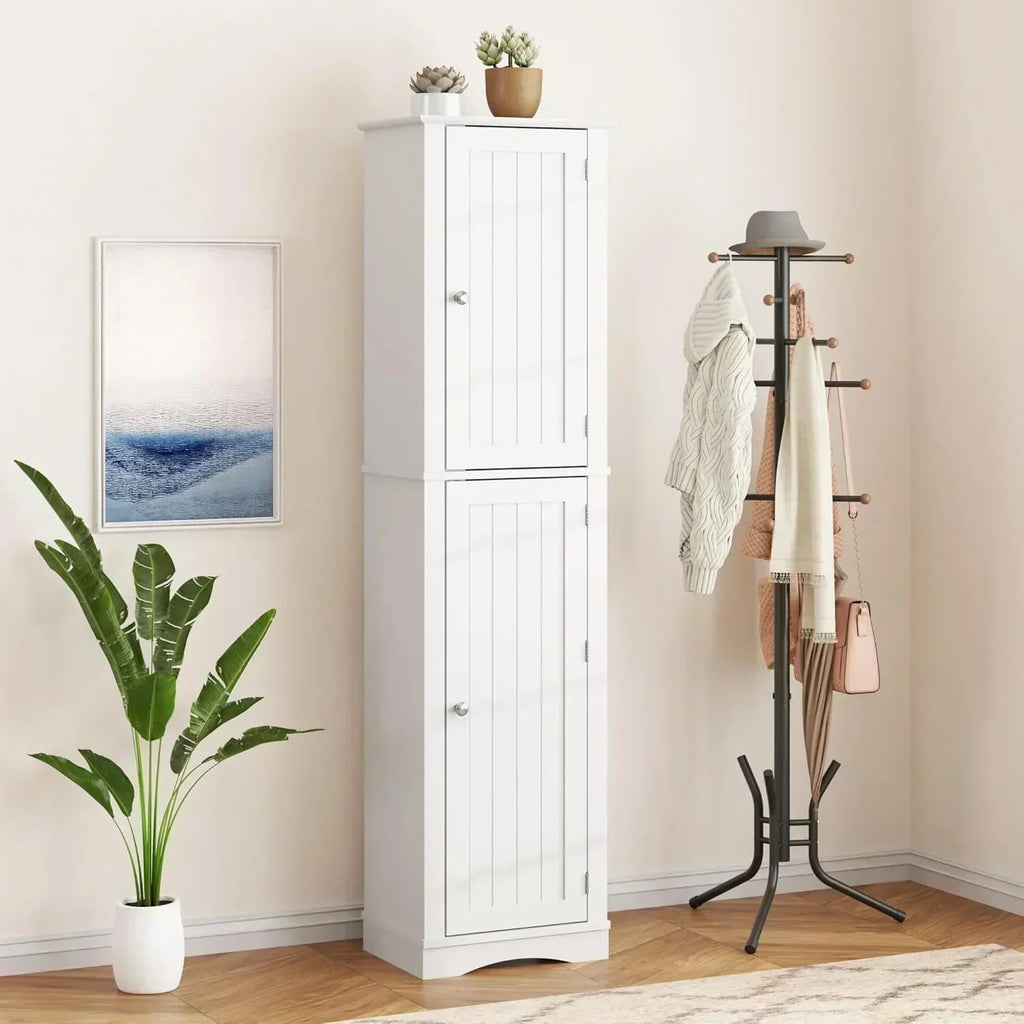 Tall Pantry Cabinet Freestanding Storage Cabinet Wooden Kitchen Pantry with 4 Doors