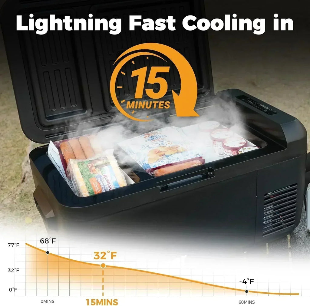 12V Refrigerator 21 Quart Portable Freezer 50 Hours Keep Cool Electric Cooler Car Refrigerator