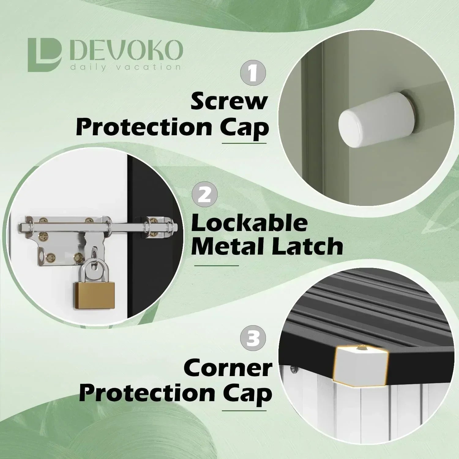 Devoko Outdoor Storage Shed Lockable Metal Garden Shed Steel Anti-Corrosion Storage House
