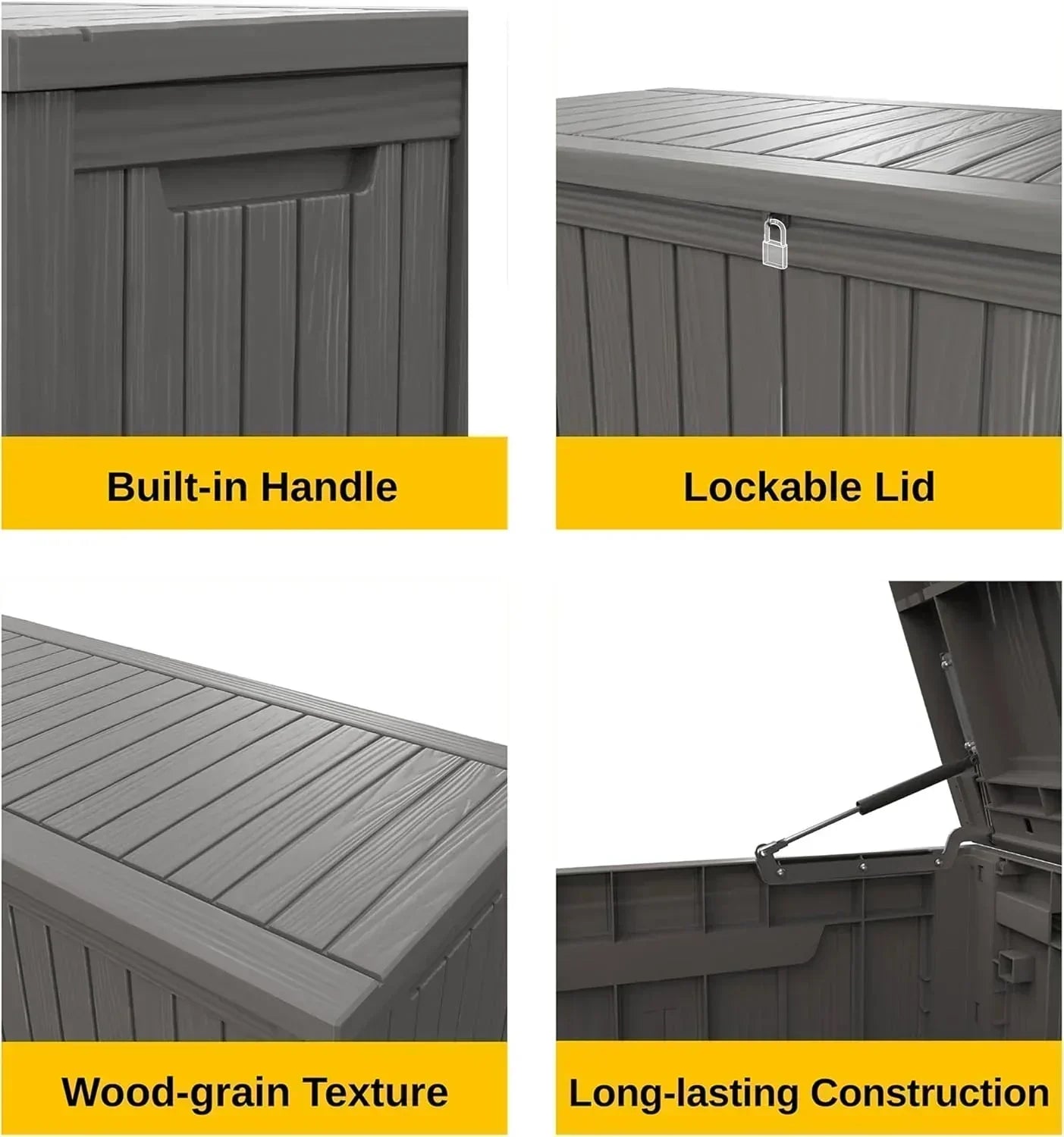 EAST OAK Outdoor Storage Box 60 Gallon Deck Box Indoor and Outdoor Use Waterproof Resin Storage