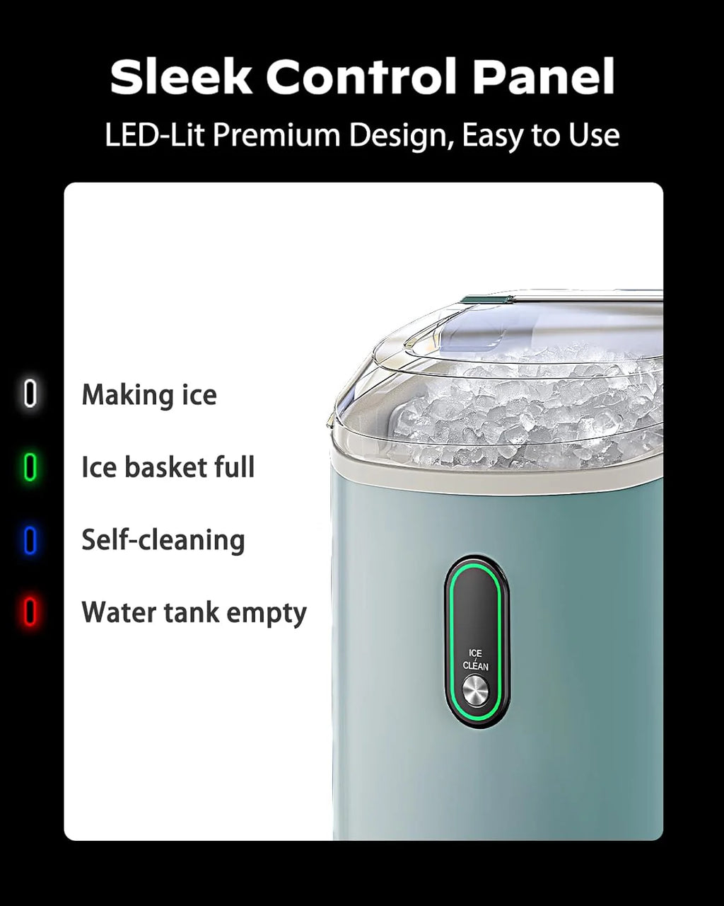 Nugget Ice Maker Countertop, Silonn Chewable Pellet Ice Machine with Self-Cleanin Function, 33lbs/24H Portable Ice Makers for Home Kitchen Officce, Black