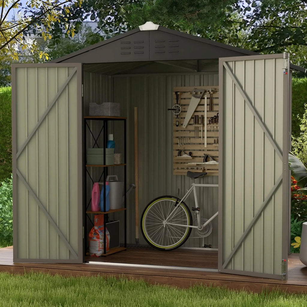 Patiowell 5x3 FT Outdoor Storage Shed Tool Shed with Sloping Roof and Lockable Door Metal Shed