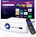 Aurzen Roku TV Smart Projector with Wifi and Bluetooth, Roku Streaming Experience Built-in