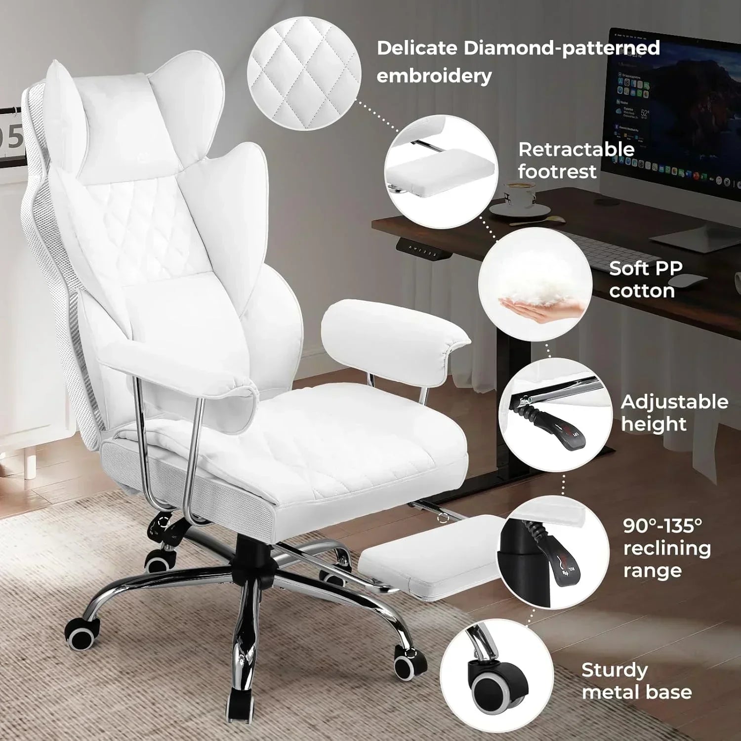 Large high back office chair high back leather gaming chair with footrest