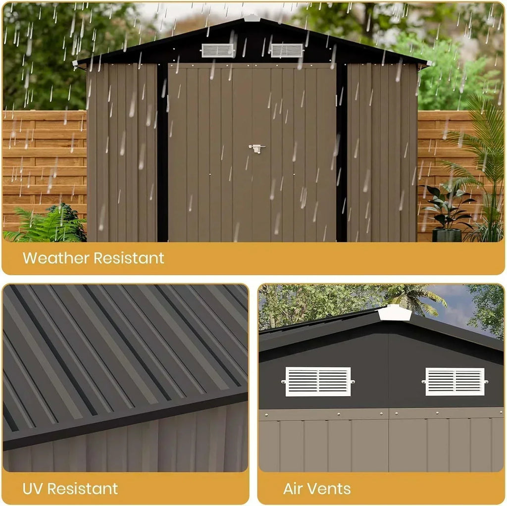 Patiowell 5x3 FT Outdoor Storage Shed Tool Shed with Sloping Roof and Lockable Door Metal Shed
