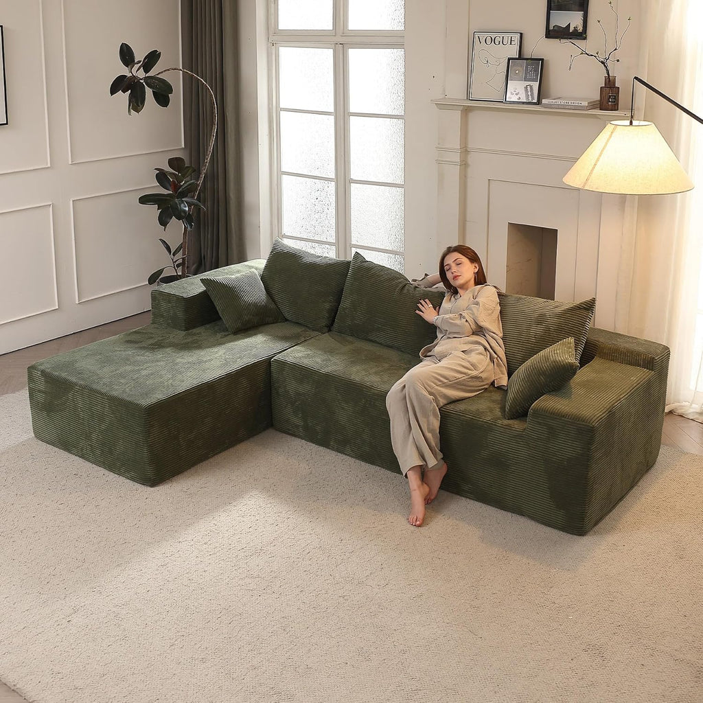 Cloud sofa with L-shaped lounge chair modern modular sofa with deep seats