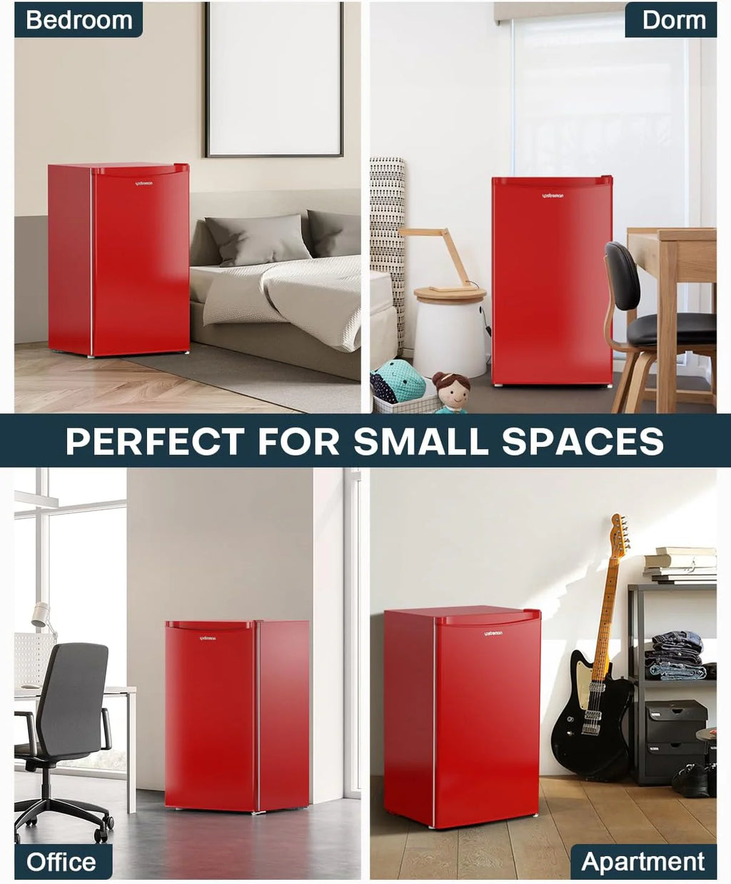 Upstreman 3.2 Cu.Ft Mini Fridge with Freezer, Single Door Mini Fridge, Dorm Fridge, Adjustable Thermostat, Mini Refrigerator