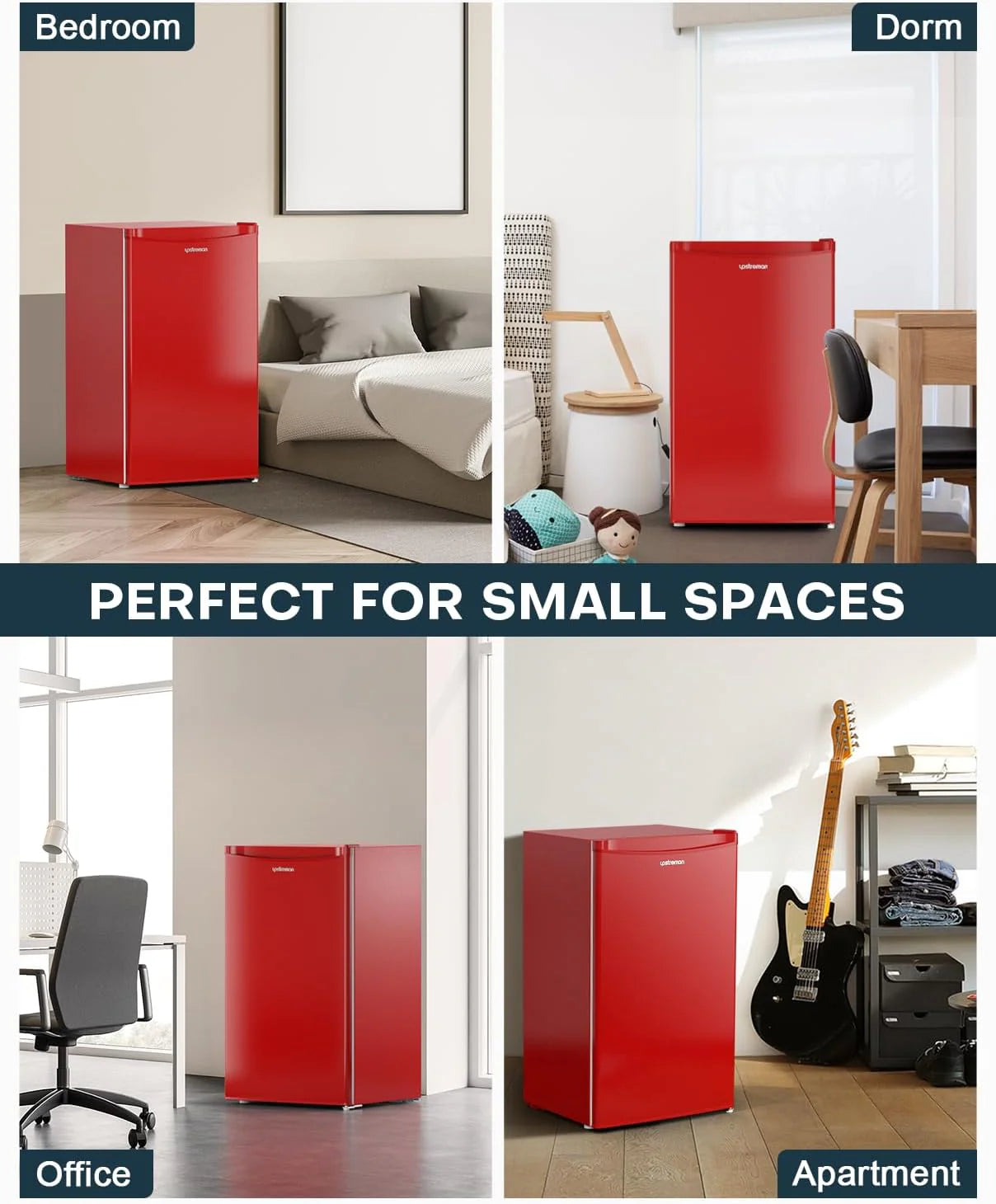Upstreman 3.2 Cu.Ft Mini Fridge with Freezer, Single Door Mini Fridge, Dorm Fridge, Adjustable Thermostat, Mini Refrigerator