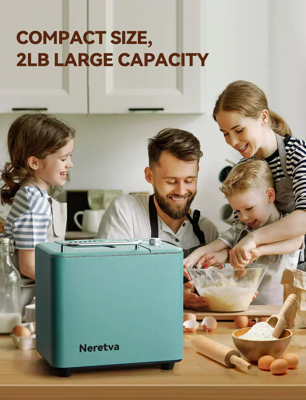 Neretva Bread Maker 20-in-1 2LB Bread Maker Dual Heater Bread Maker Automatic
