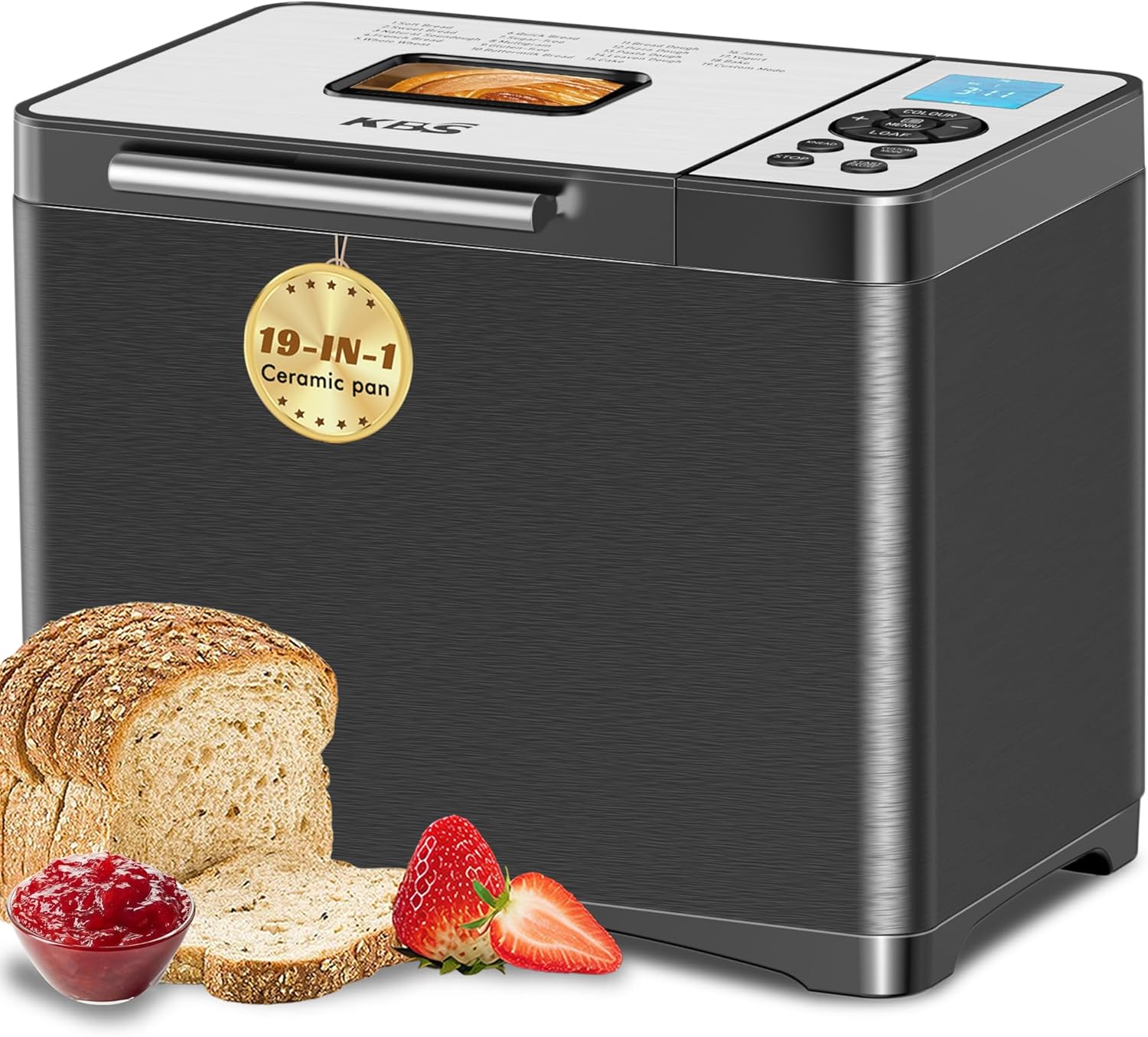 KBS 2LB Bread Maker 19-in-1 Automatic Stainless Steel Bread Maker with Ceramic Pot