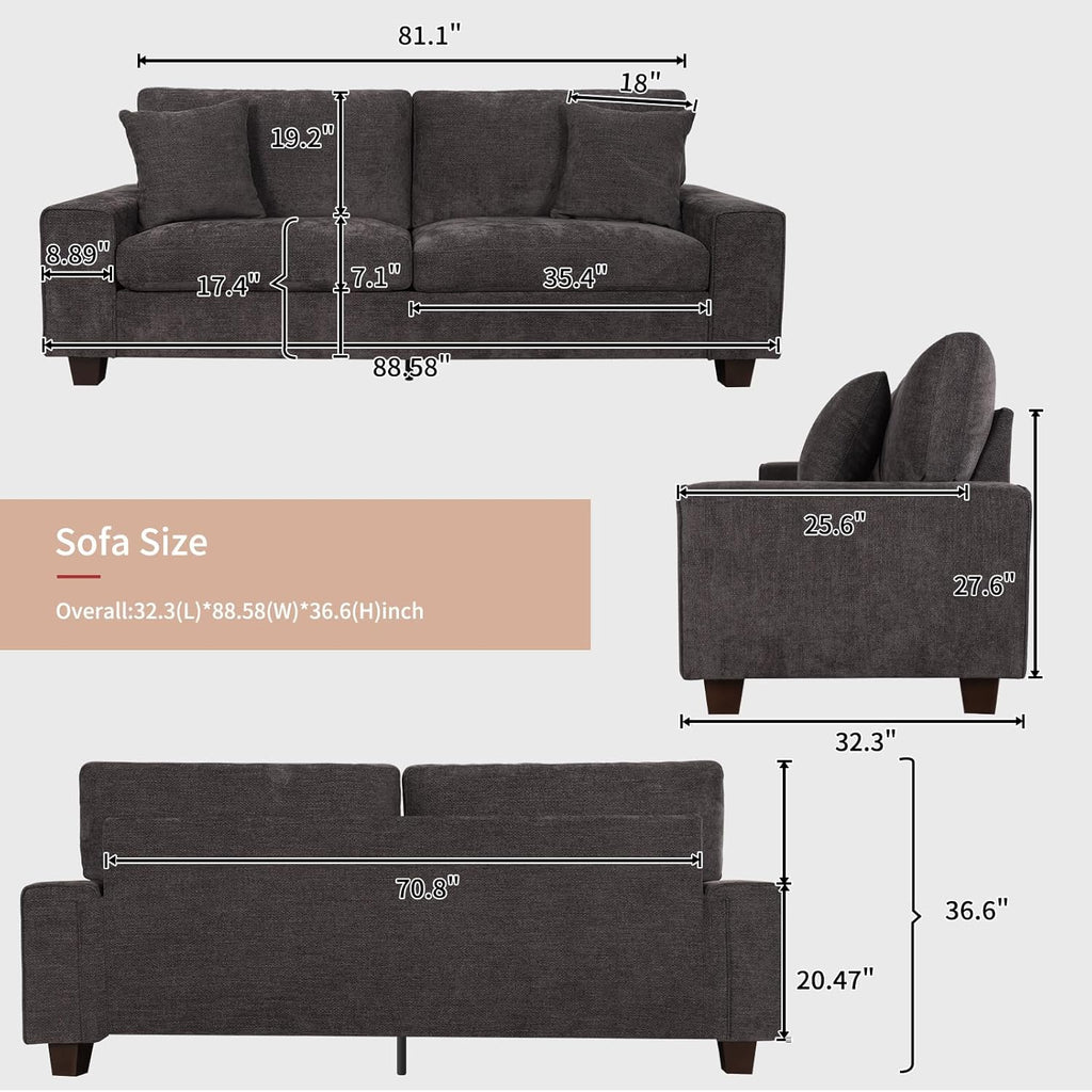 DOPEDIO living room double sofa chenille lounge chair removable solid wood frame