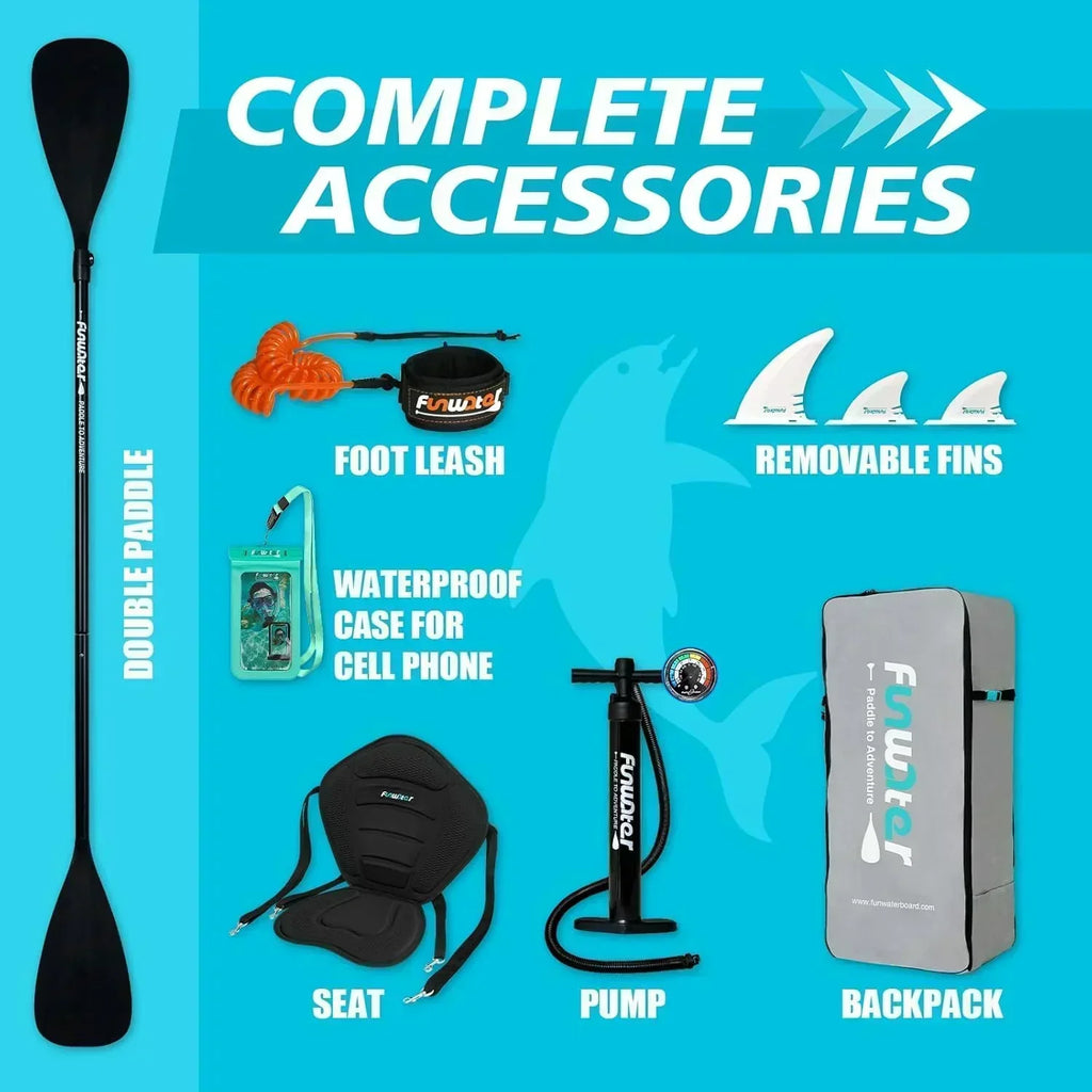 FunWater Inflatable Stand Up Paddle Board Premium SUP Paddle Accessories EVA Deck