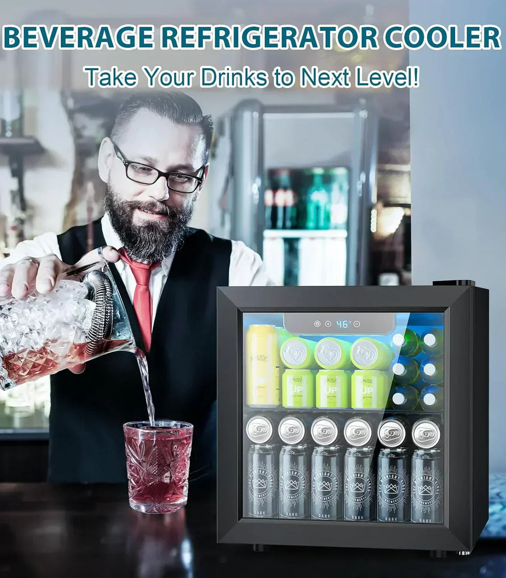 Mini Fridge 130 Can Beverage Refrigerator Cooler Drink Fridge Adjustable Temperature Control