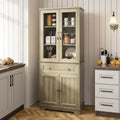 Kitchen Hutch Pantry Cabinet 71 Tall with Glass Doors