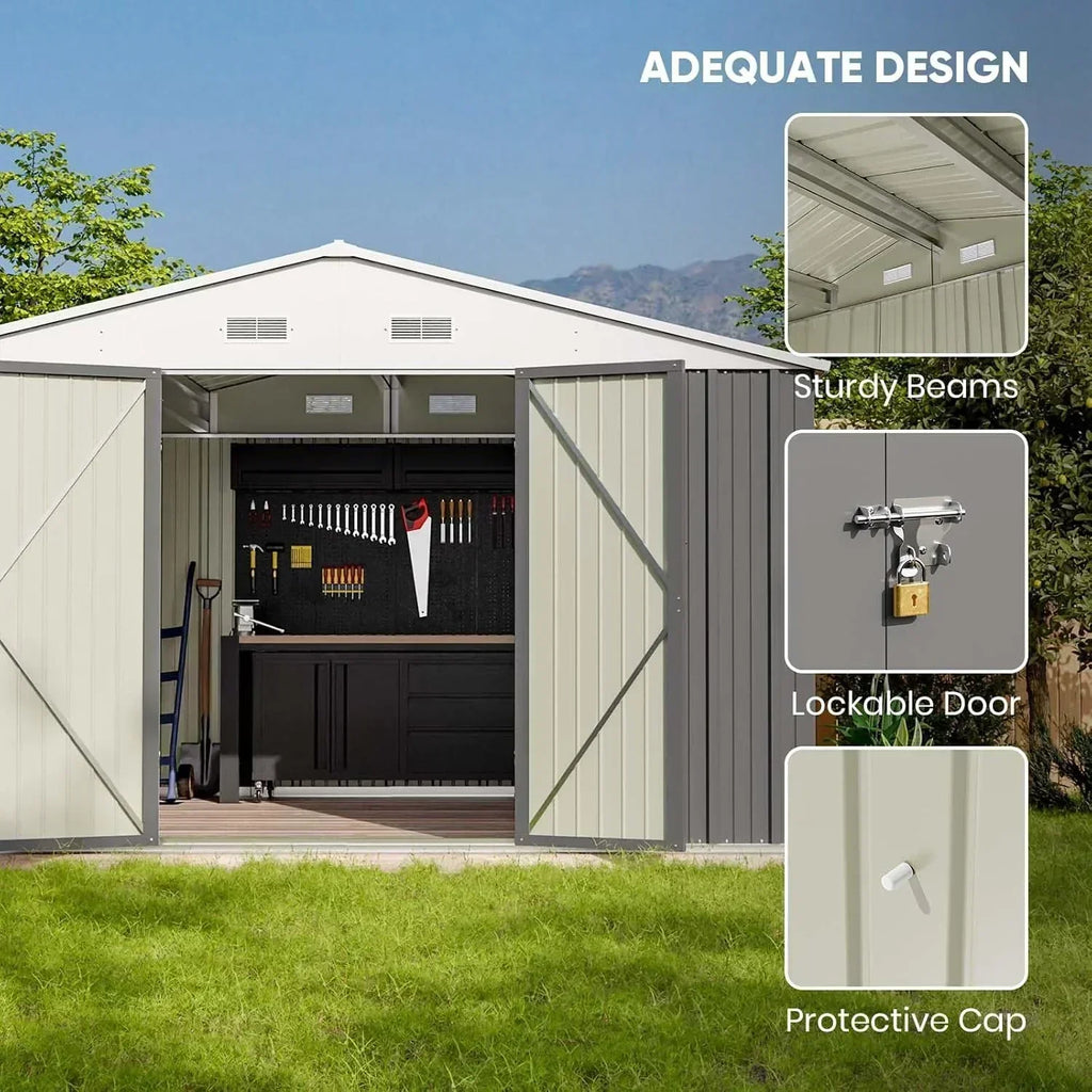 Patiowell 5x3 FT Outdoor Storage Shed Tool Shed with Sloping Roof and Lockable Door Metal Shed