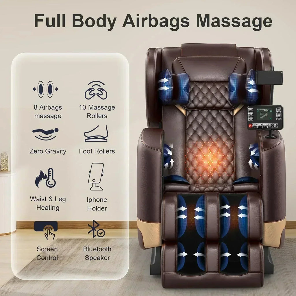 2025 Massage Chair Full Body Zero Gravity Massage Chair with 10 Fix Rollers Heating