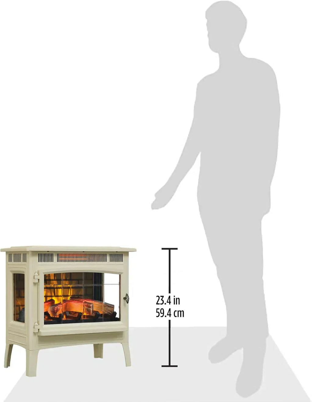 Freestanding Electric Fireplace Stove Heater with 3D Flame Effect for 1000 Sq. Ft