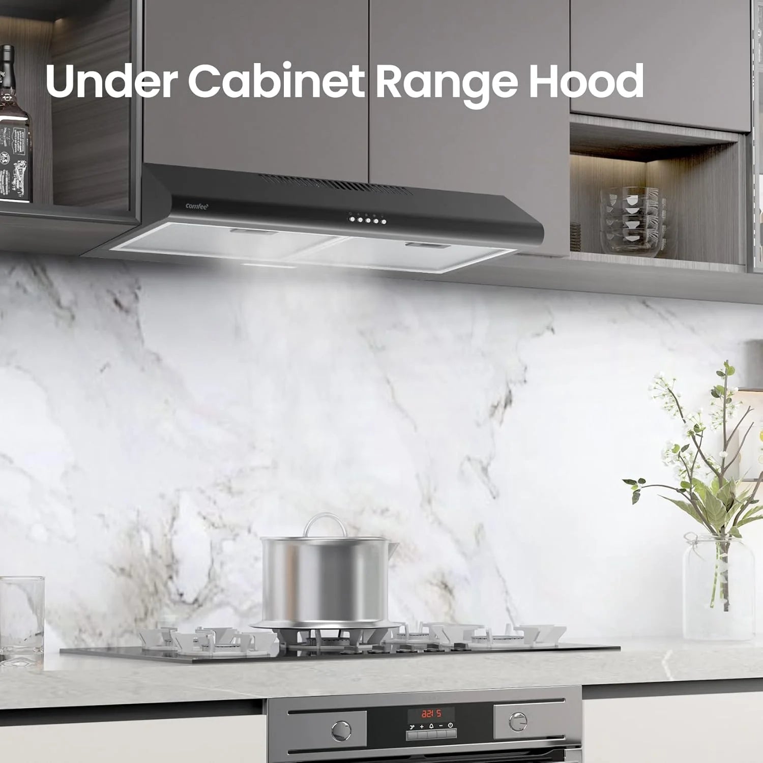 Comfee 30 Under Cabinet Ducted/Ductless Convertible Slim Vent Durable Stainless Steel Kitchen Reusable Filter