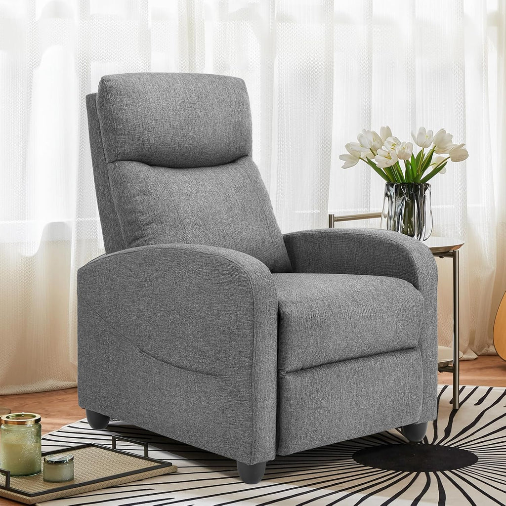 Swivel Rocking Recliner Chair with Extra Large Footrest High Back, Upholstered Glider Nursery Chair for Living Room, Bedroom & Nursery, Comfortable Deep Seat for Relaxation, Grey