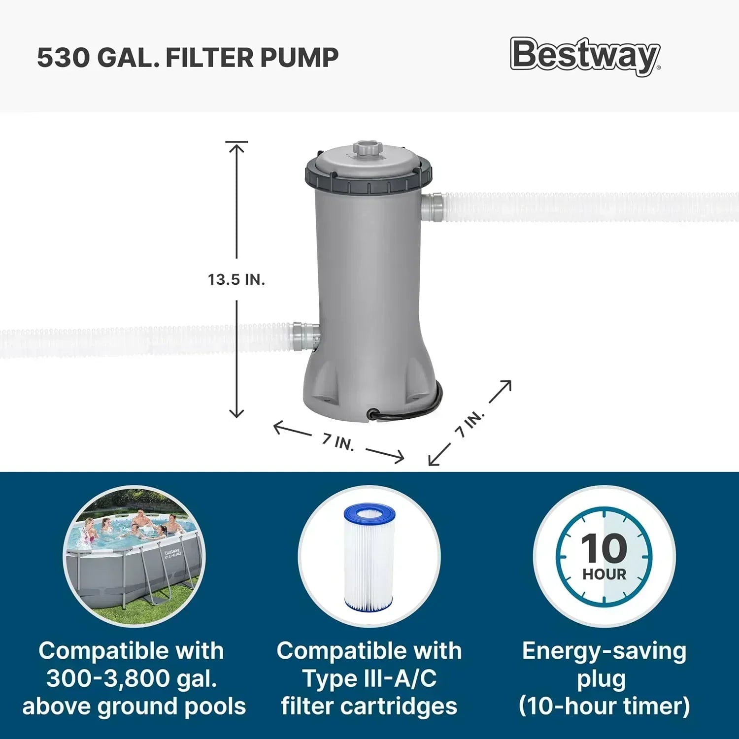 Power Steel 14' x 8'2 x 39.5 Oval Above Ground Pool Set Includes 530gal Filter Pump Ladder