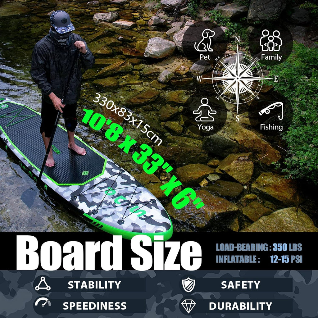 FunWater Inflatable Stand Up Paddle Board Premium SUP Paddle Accessories EVA Deck