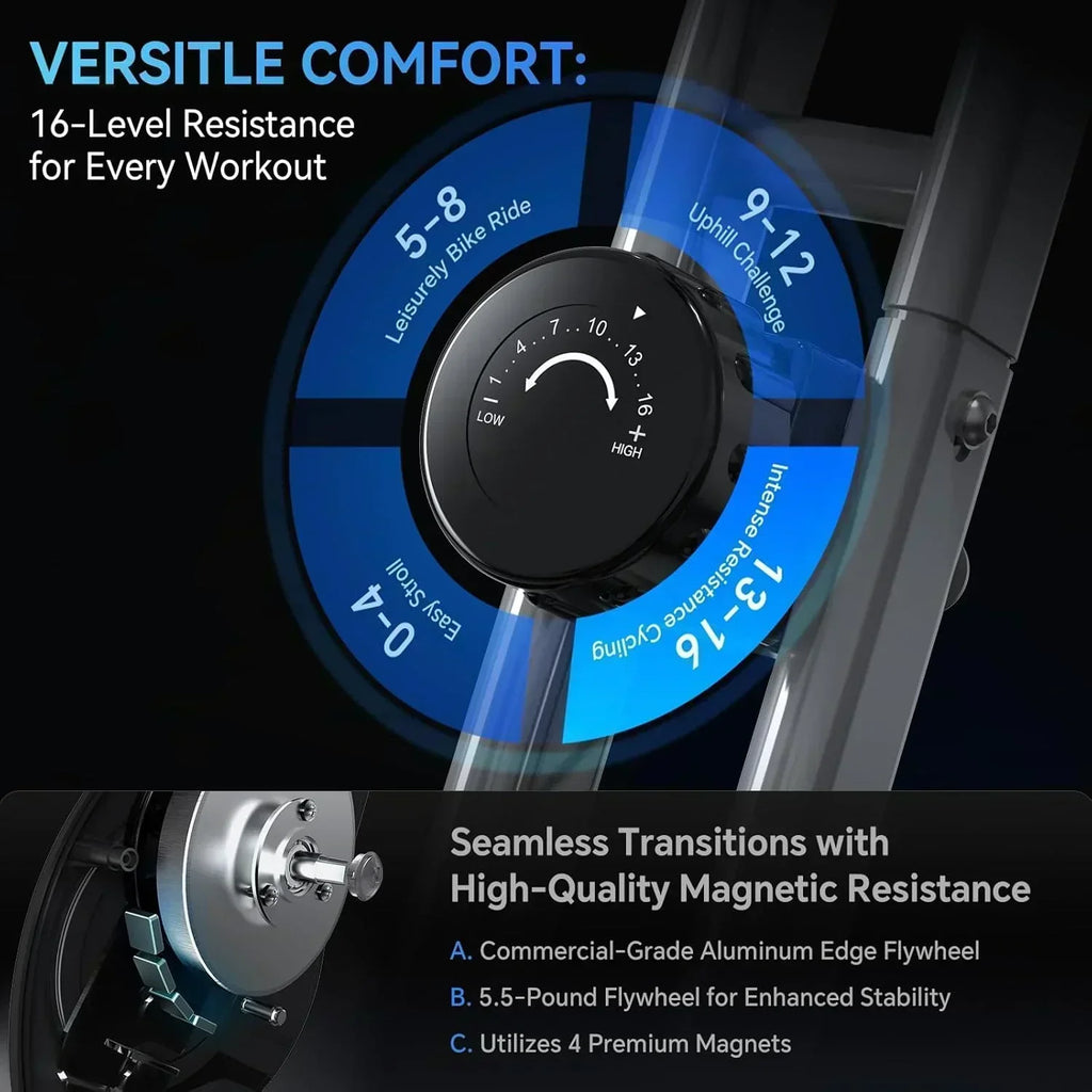 Foldable Exercise Bike Stationary Bikes  5 IN 1 Indoor Workout Cycling Bike Quiet Magnetic Resistance