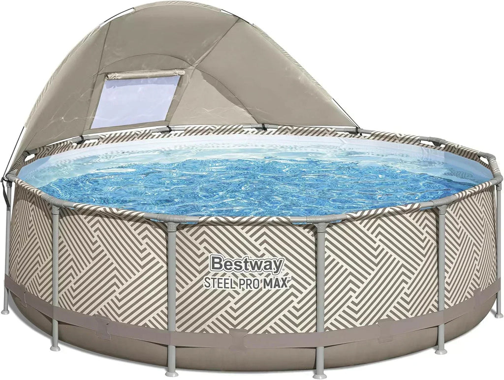 Power Steel Round Above Ground Outdoor Backyard Swimming Pool Set 1,000 GPH Filter Pump