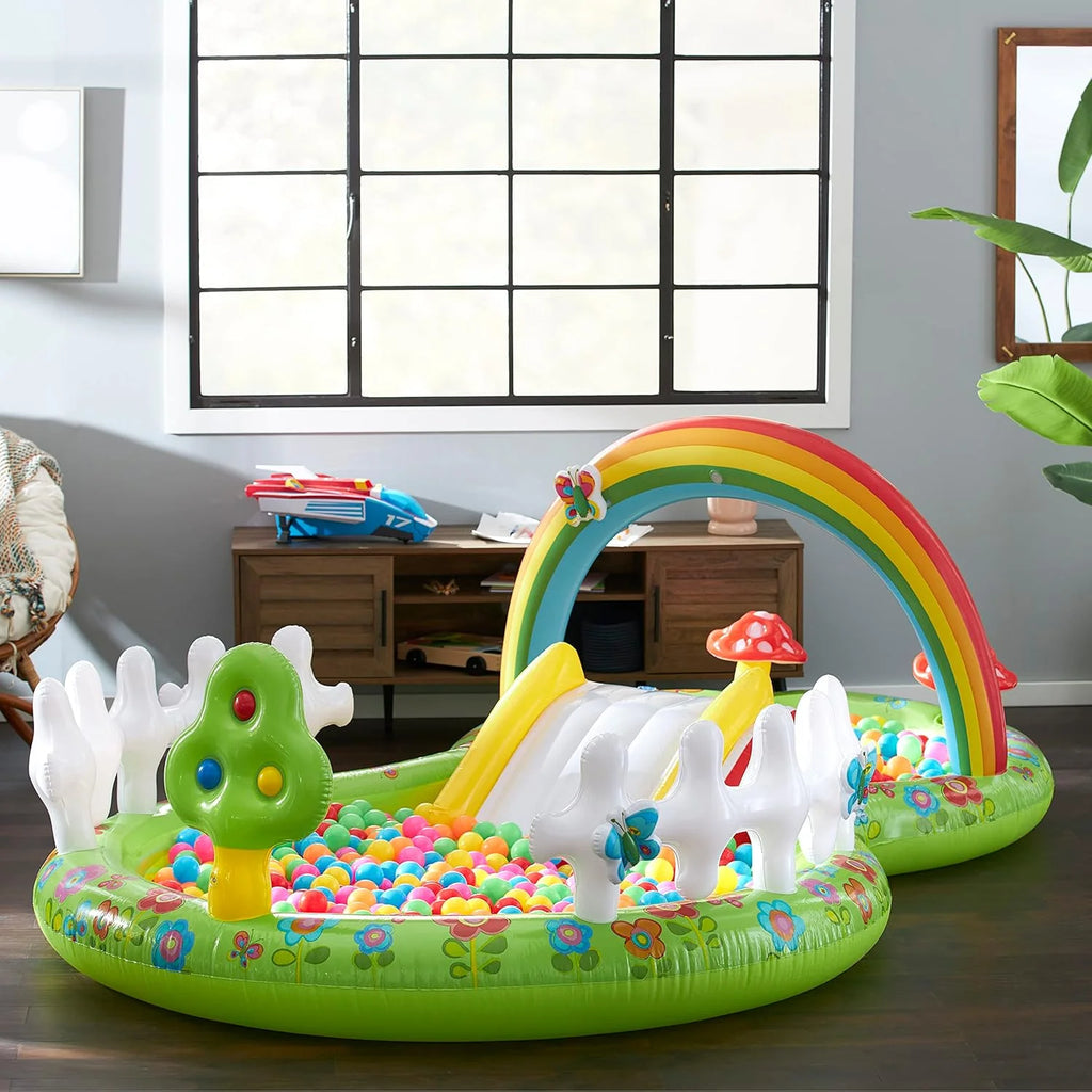 Intex 96 x 78 x 28 Inflatable Jungle Adventure Play Center Spray Kiddie Pool - Backyard Kids Water Slide, Outdoor Blow-Up Splash Pad for Toddlers