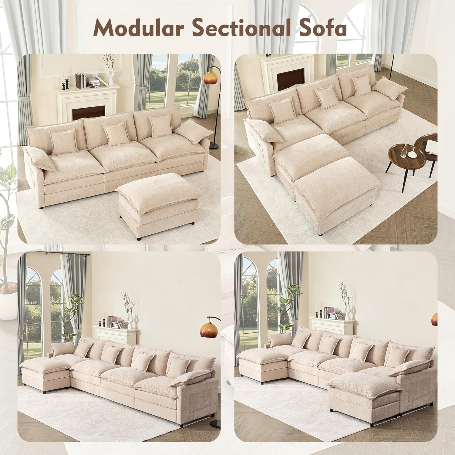 108 U-shaped sofa modular sofa three-seater comfortable cloud sofa