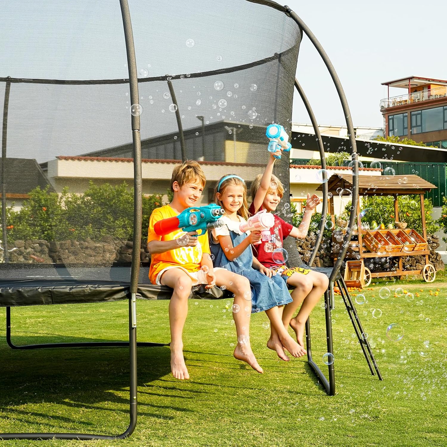 Gigu 10FT 12FT 14FT Recreational Trampolines with Enclosure Net and Ladder Anti-Rust Coating