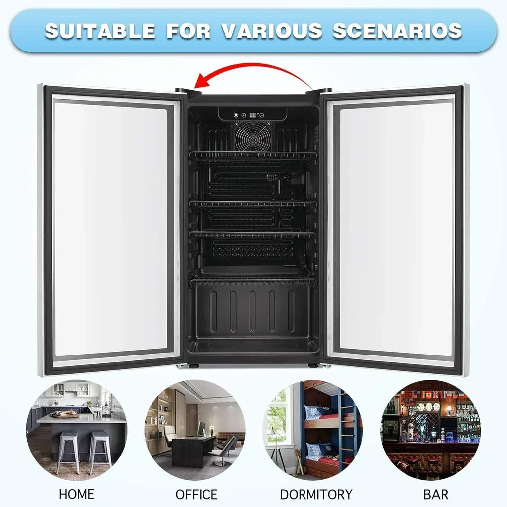 Antarctic Star Beverage Refrigerator Cooler 68 Can Mini Fridge with Glass Door for Beer Drinks Wine