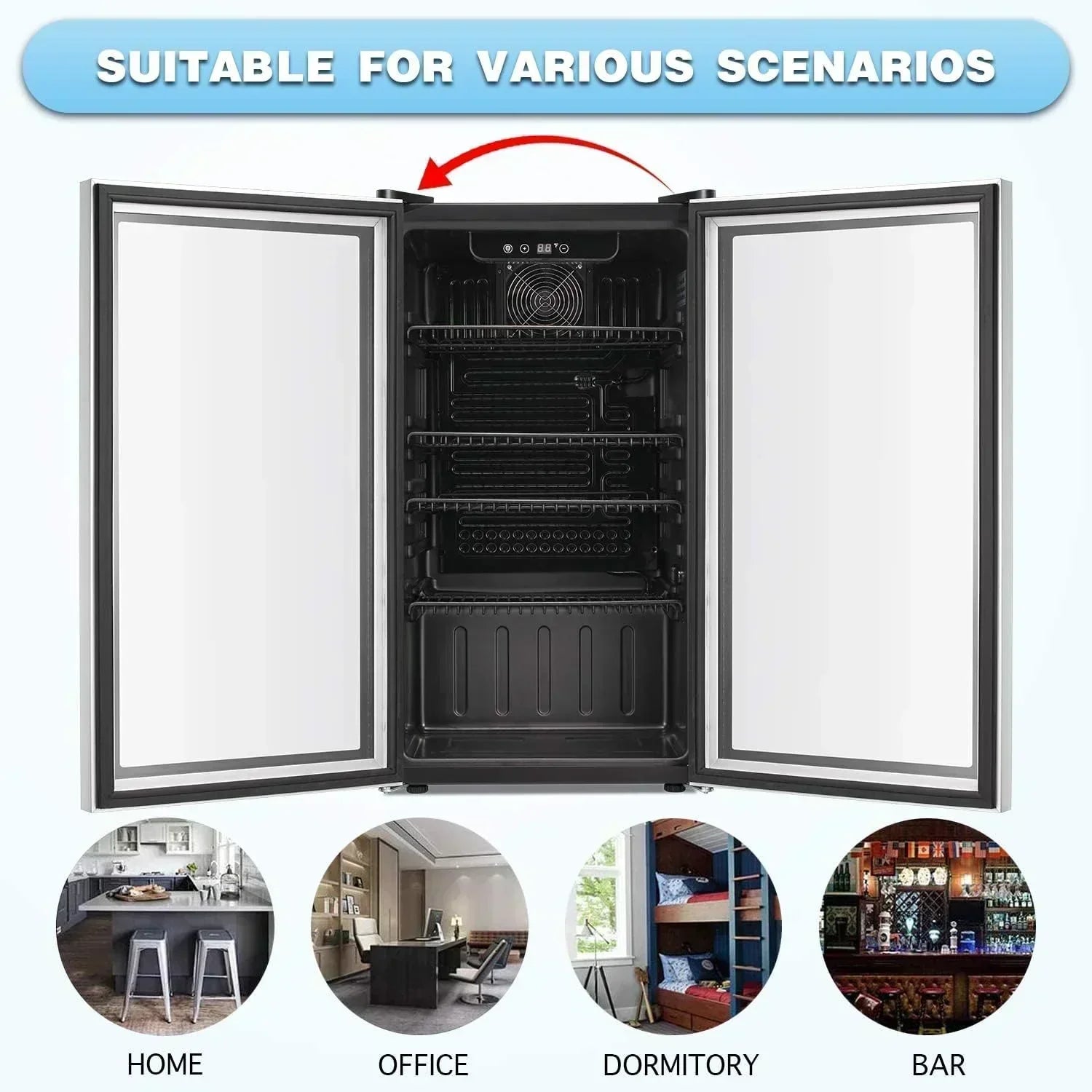 Antarctic Star Beverage Refrigerator Cooler 68 Can Mini Fridge with Glass Door for Beer Drinks Wine