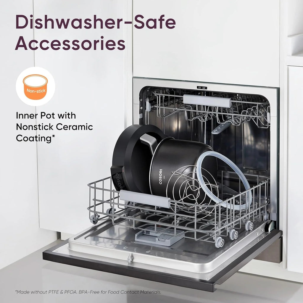COSORI 6-Quart Stainless Steel Pressure Cooker Multi-Function Cooker with Ceramic Inner Pot for Rice, Slow Cooking, Sous Vide, and Stir-frying