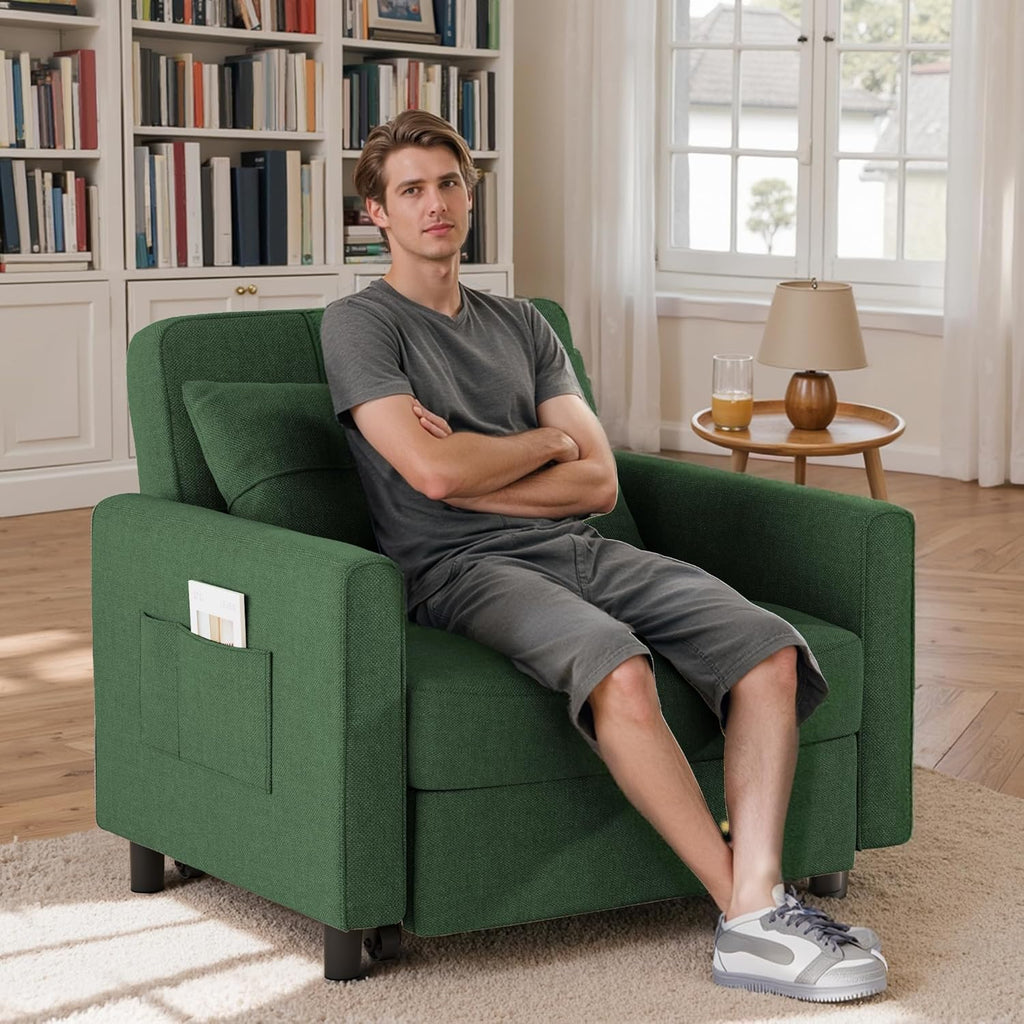Sofa Bed Chair 3 in 1 Convertible Pullout Single Sleeper Chair Bed Spacious Multifunctional Sofa