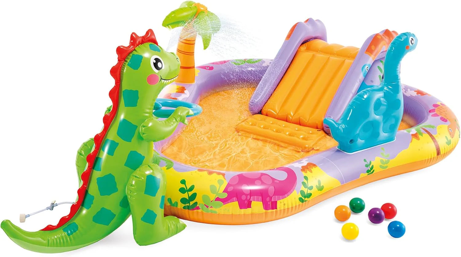Intex 96 x 78 x 28 Inflatable Jungle Adventure Play Center Spray Kiddie Pool - Backyard Kids Water Slide, Outdoor Blow-Up Splash Pad for Toddlers