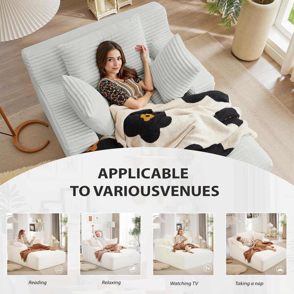 50-inch indoor recliner oversized corduroy upholstered boneless sofa bed deep sleeper sofa