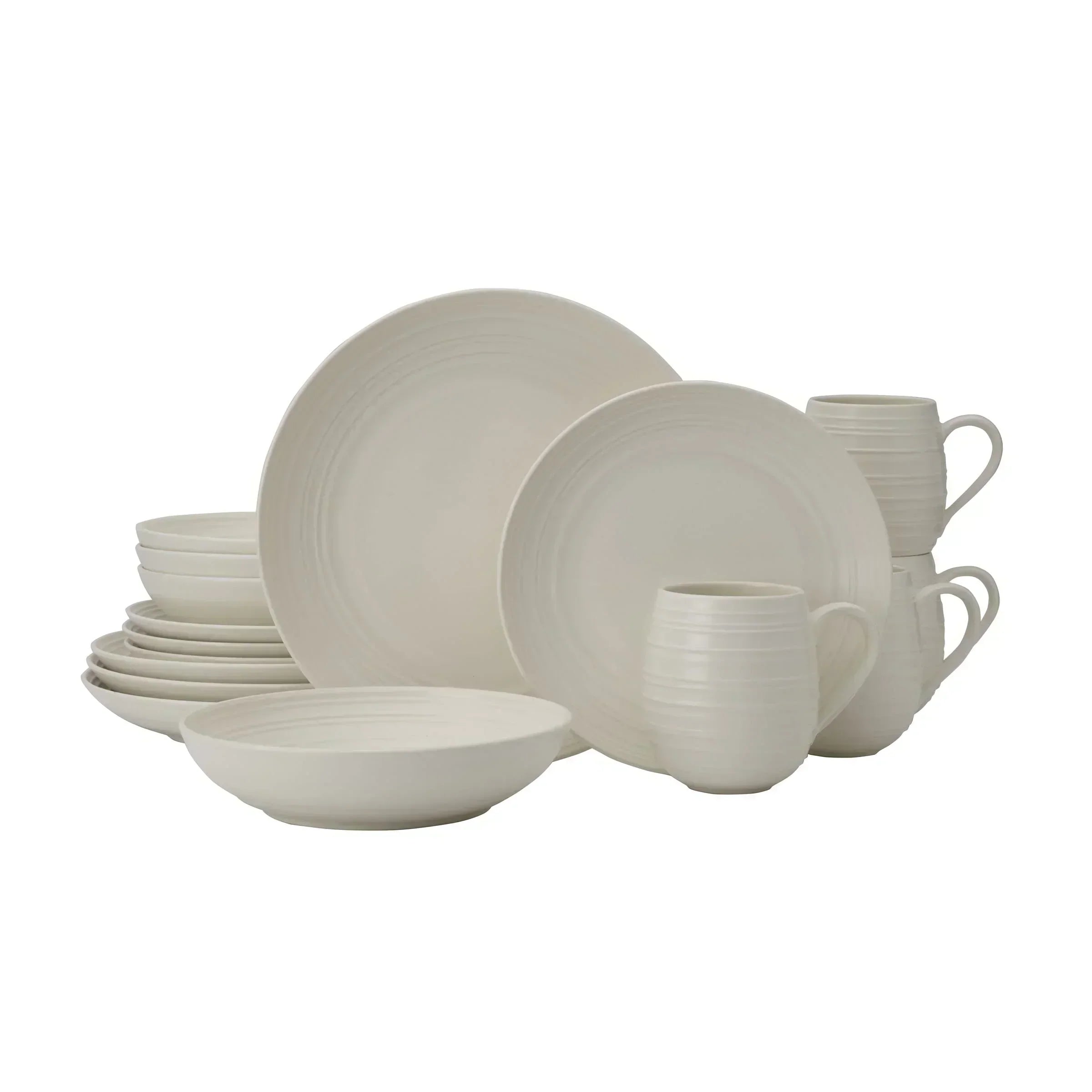 Swirl Coupe 16 Piece Dinnerware Set Service For 4 White