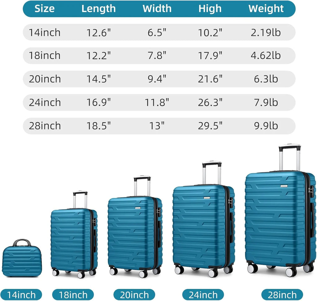 Luggage 6-piece hardshell expandable suitcase lightweight travel carry-on luggage set