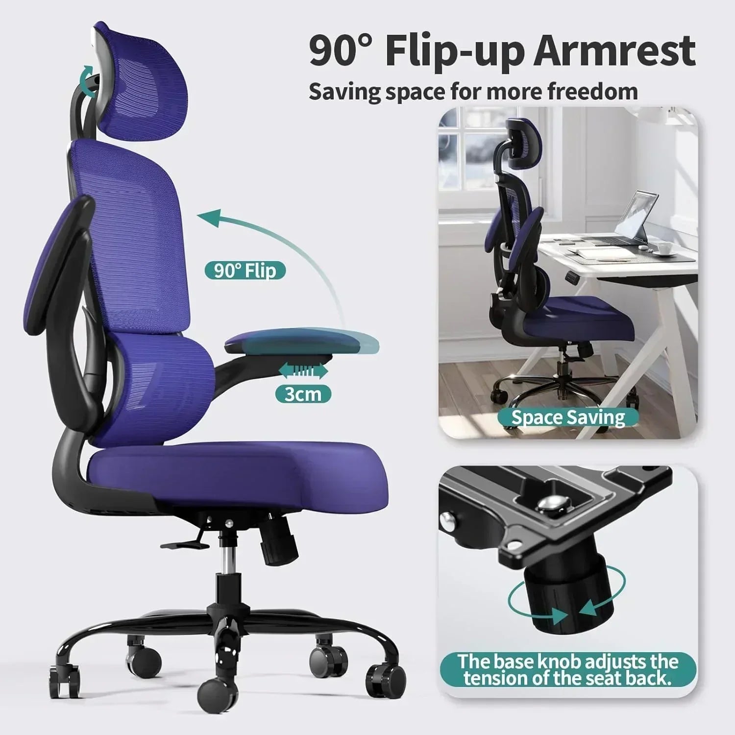 Office Chair Ergonomic Desk Chair 330 lbs Home Mesh Desk Chair Comfortable Gaming Chair