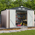 Aoxun 10 x 12 ft Outdoor Storage Shed with Double Hinged Door Utility Garden Shed