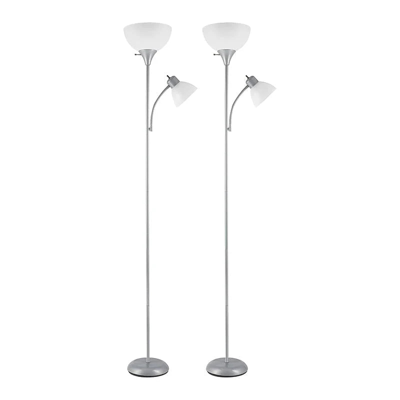 Torchiere Floor Lamp with Adjustable Reading Light and Three Level Dimming for Home Use