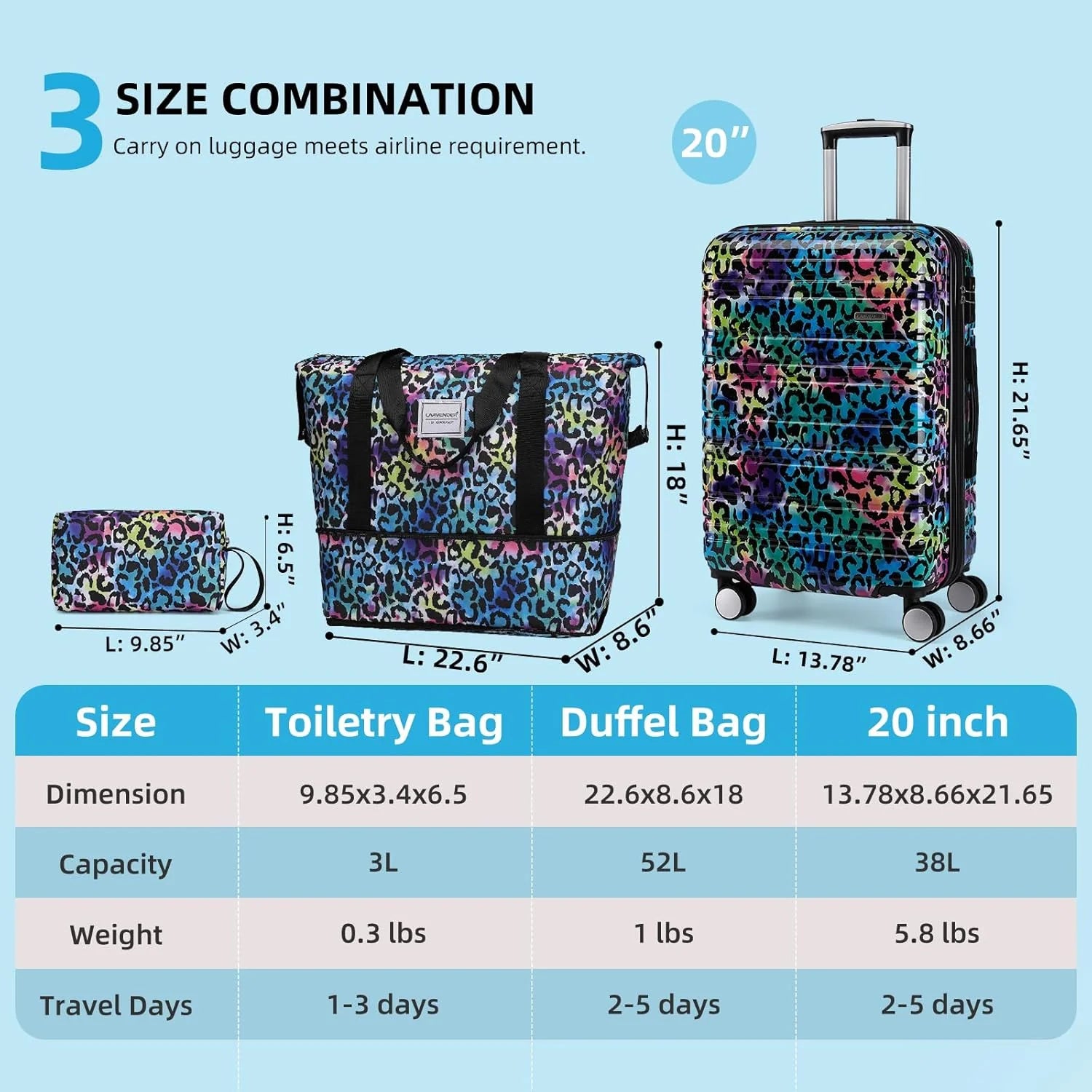 6-piece luggage set, expandable hardshell suitcase set with spinner wheels, lightweight rolling luggage set