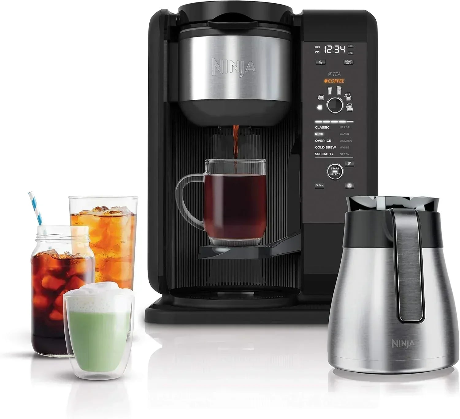 Ninja Hot and Cold Brewed System Tea and Coffee Maker with Auto-iQ 50 oz Thermos