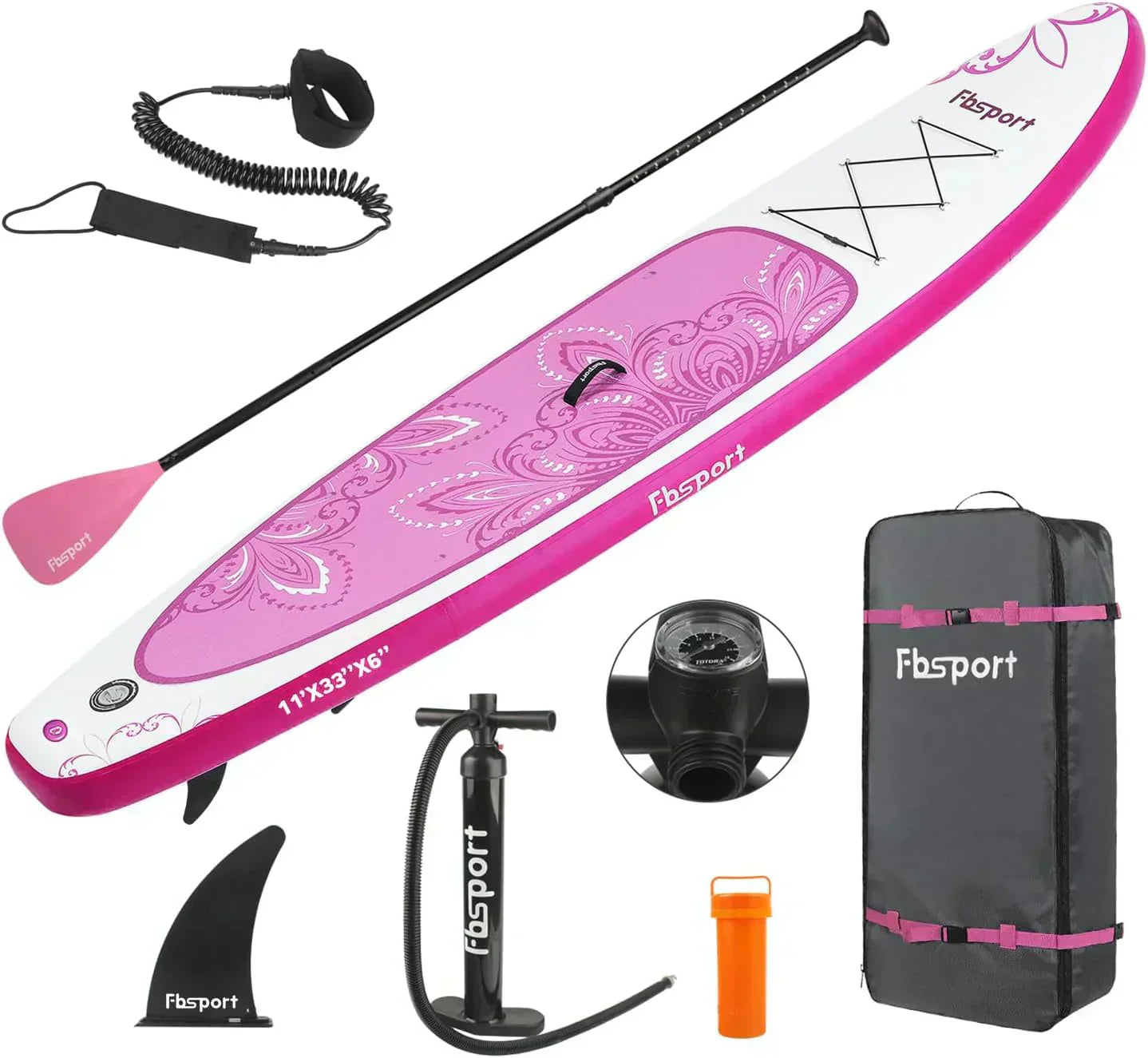 FBSPORT 11' Premium Stand Up Paddle Board Yoga Board with Durable SUP Accessories Carry Bag