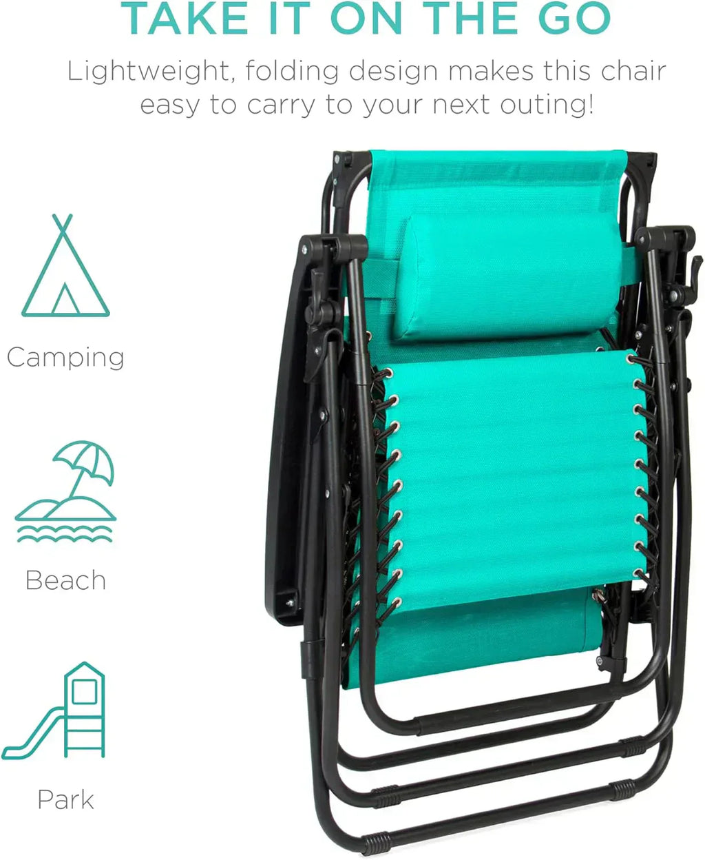 Best Choice Products Folding Zero Gravity Recliner Patio Lounge Chair Adjustable Canopy Shade