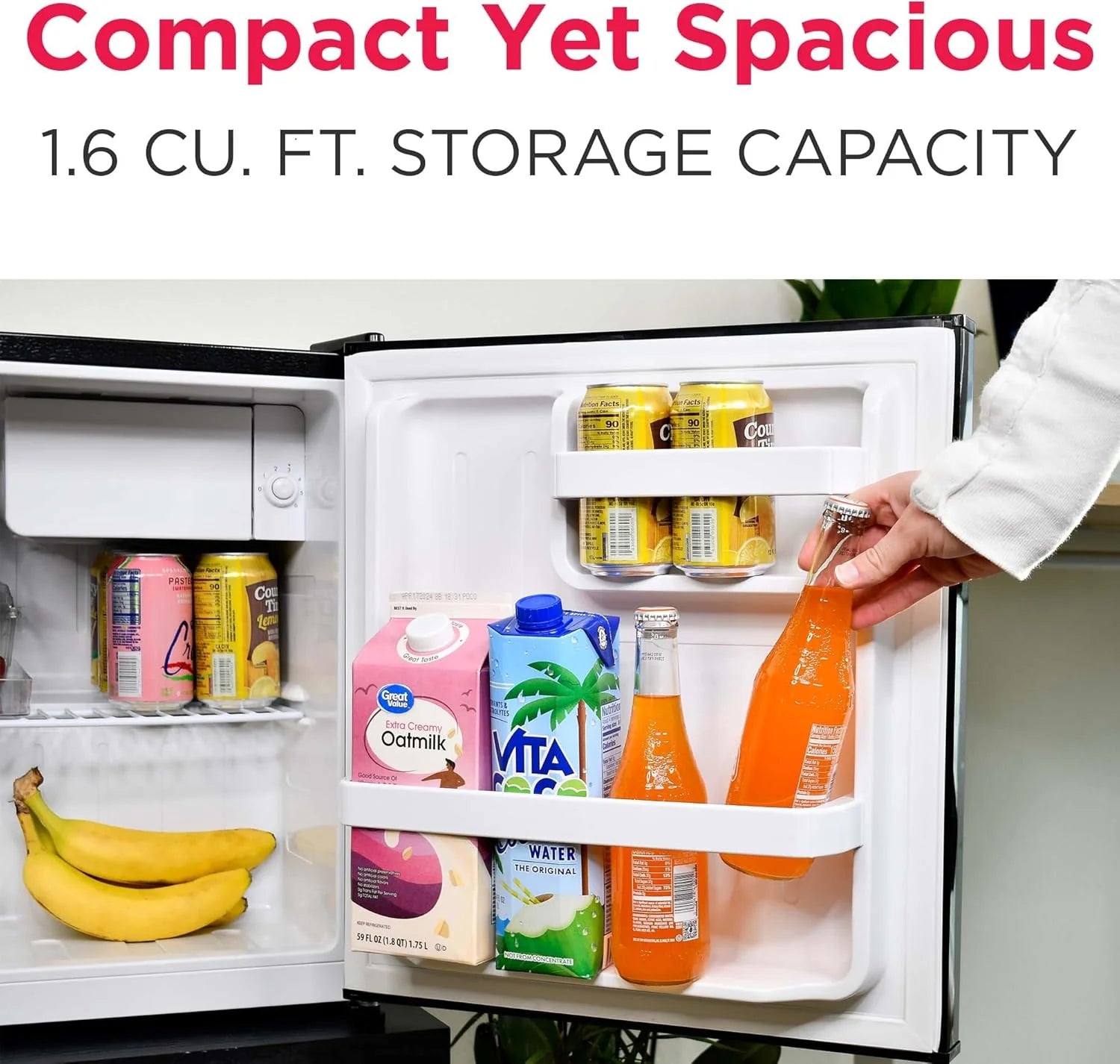 Frigidaire EFR176 Retro Compact Fridge with Chiller Mini Refrigerator with Built-in Bottle Opener for Office, Bedroom, Dorm Room or Cabin, 1.6 cu ft 16 D x 18 W x 18.5 H, Moonlight