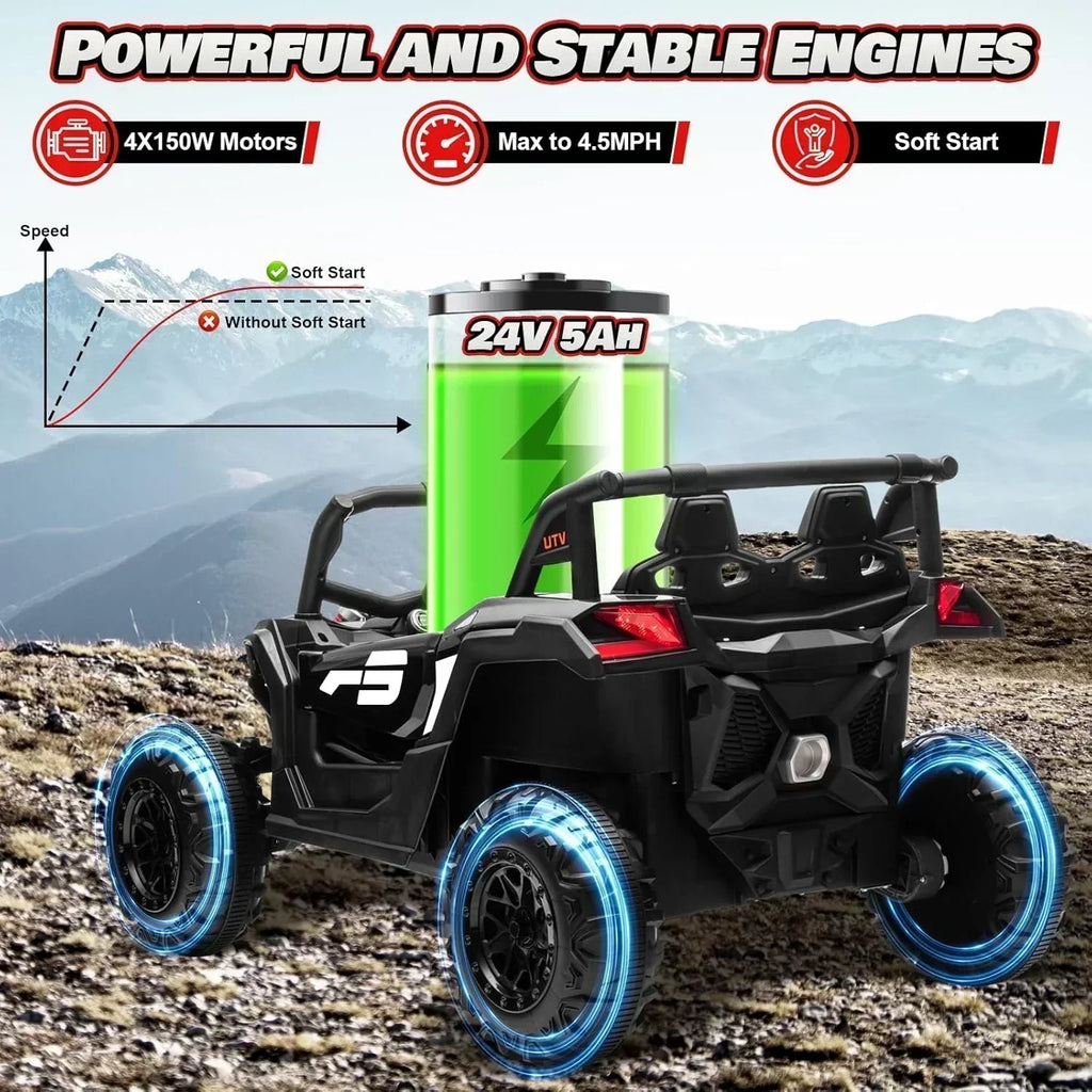JOYRACER Kids Remote Control Car with 4 x 150W Motors Shock Absorbers Bluetooth MP3 Player
