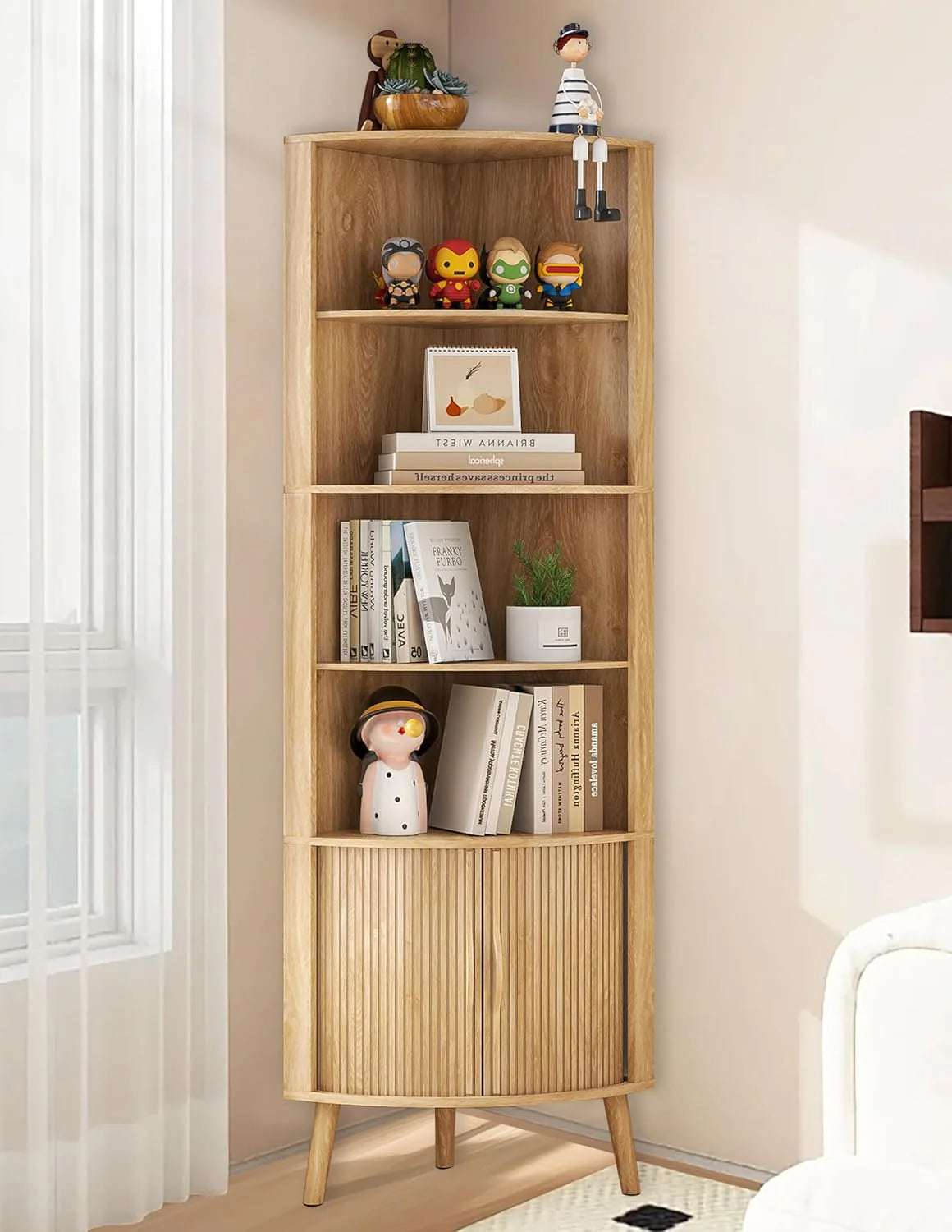 Corner Cabinet, 66.73'' Tall Modern Corner Bathroom Storage Cabinet
