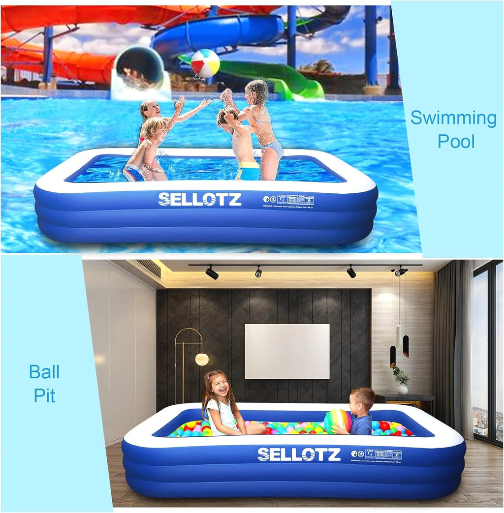 Inflatable Pool for Kids and Adults, 120 X 72 X 22 Oversized Thickened Family Swimming Pool for Toddlers, Outdoor, Garden, Backyard, Summer Water Party